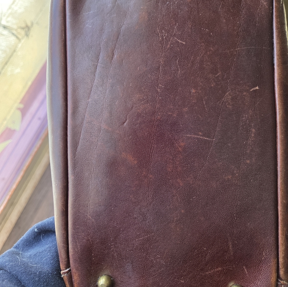Brahmin leather satchel 13" by 8" Chocolate Brown VTG - Picture 4 of 11